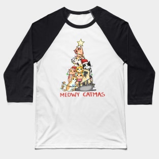 Christmas Cat Butt Tree, Wreath Kitty Funny Holiday Kitten Design Baseball T-Shirt